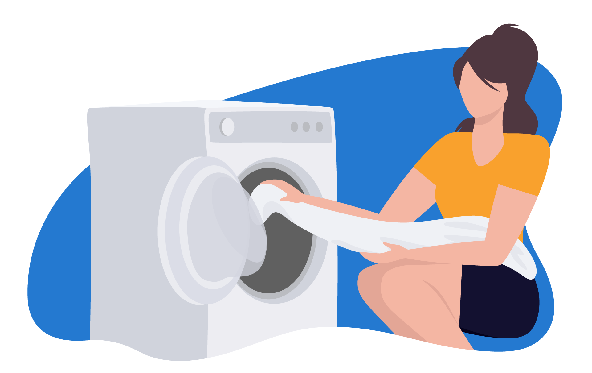 Vrouw wast dekbed in de wasmachine